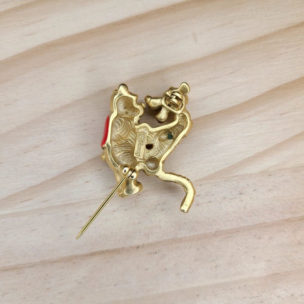 Disney Winnie The Pooh & Tigger Gold Tone Enamel Brooch Pin Vintage Signed - Picture 7 of 10